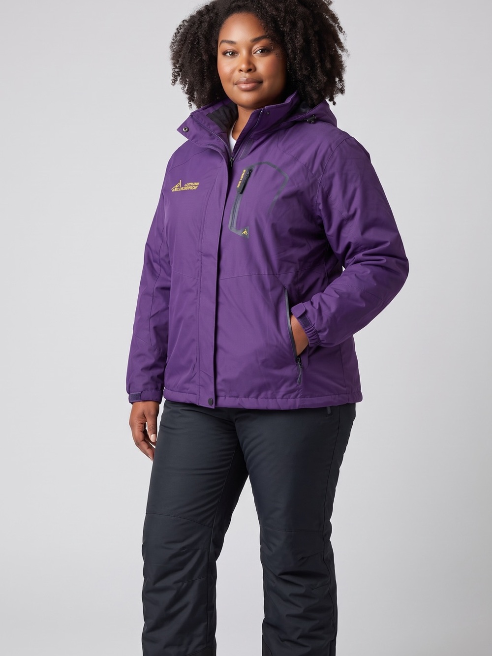 Plus-Size Purple Waterproof Ski Jacket by Moerdeng